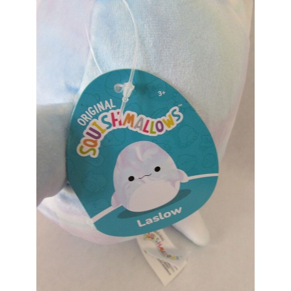 Squishmallows Laslow The Beluga Whale 8” Plush, Marbled Blue & Purple Whale, NEW - Picture 3 of 3